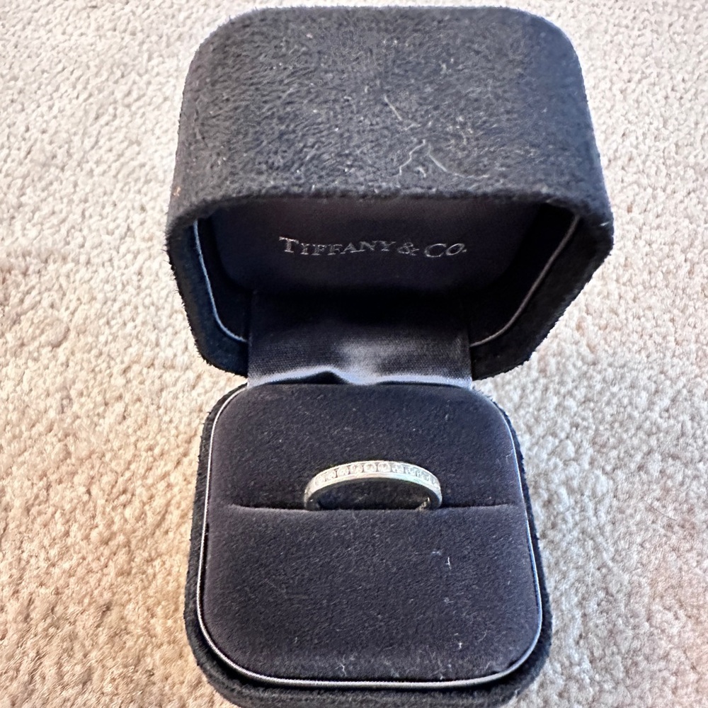 Tiffany platinum half circle diamond wedding band ring